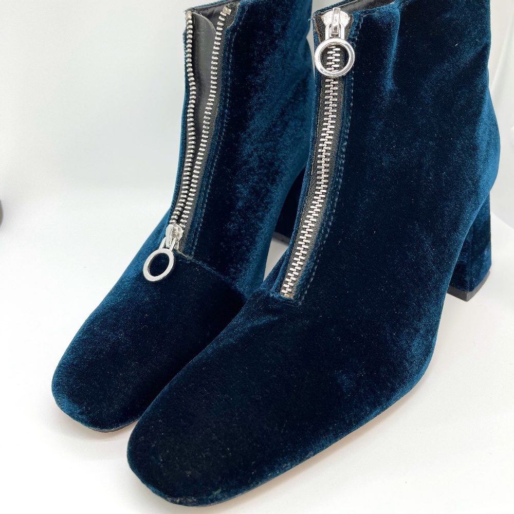 ZARA Suede Ankle Boots – Worn Once, Size 7.5, 3" Thick Block Heel